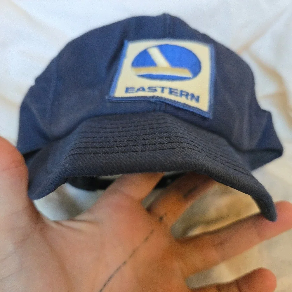 VTG EASTERN Aviation Trucker Hat Pilot Retro Louisville Mfg 1980s OSFA Navy USA‎